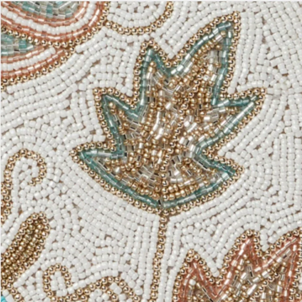 Rachel Zoe Beaded Pumpkin Placemat Centerpiece Leaf Vines Blue Gold Fall Decor - Picture 5 of 12